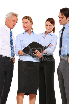 businessmen and businesswomen with a work plan