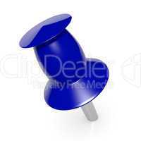 Blue thumbtack isolated on white