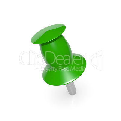 Green thumbtack isolated on white