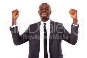 businessman rejoices