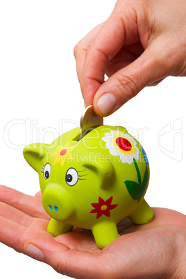 coin in a piggy bank