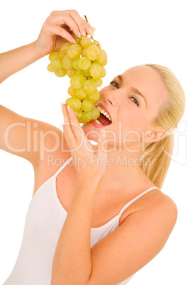 woman eating grapes