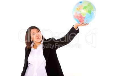 asian businesswoman with globe