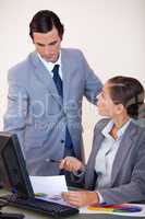 Businessman talking with his secretary