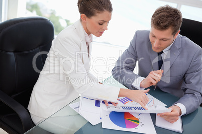 Business team analyzing market research results