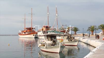 port with fishing boat and sailboat