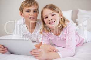 Children using a tablet computer