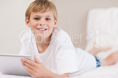 Boy using a tablet computer