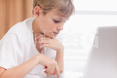 Young boy using a laptop