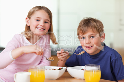 Children having breakfast