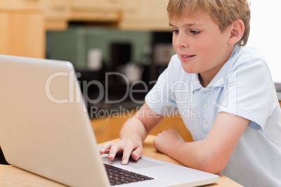 Lovely boy using a laptop