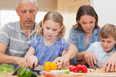 Family cooking together