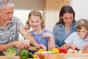 Lovely family cooking