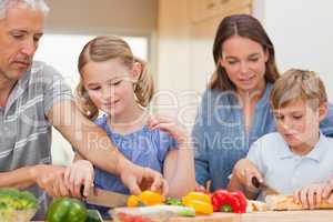 Lovely family cooking together