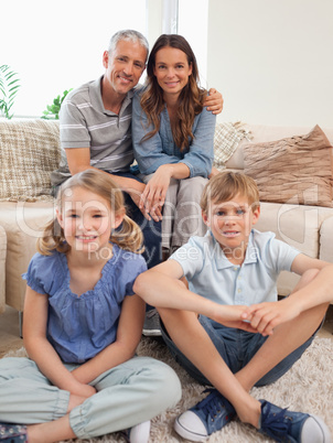 Portrait of a family posing