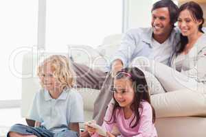 Lovely family watching a movie