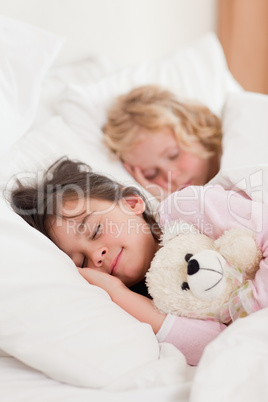 Portrait of siblings sleeping