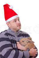 Weihnachtsmann mit Hase