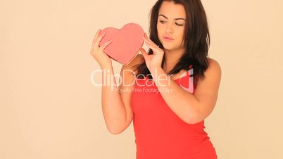 Valentines Woman Holding Heart-shaped Box