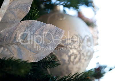 Decorated christmas tree in home