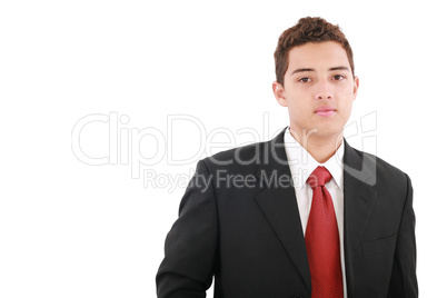 businessman looking at camera, isolated on white background