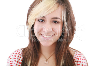 Close up portrait of teenage girl smiling