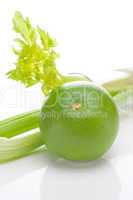 celery and green grapefruit  isolated on white