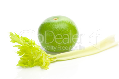 celery and green grapefruit  isolated on white