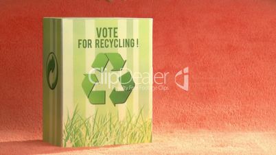 Vote for recycle. Orange background.