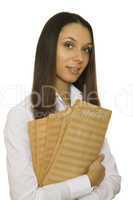 Young woman holding sheet music