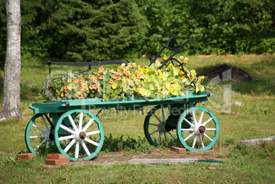 cart with flowers