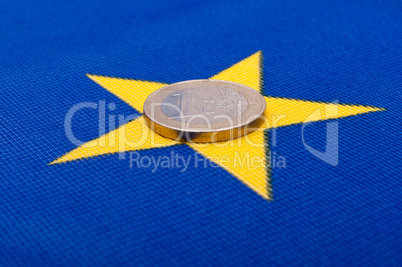 Euro Coin on EU Flag