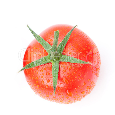 tomato with water drops isolated on white