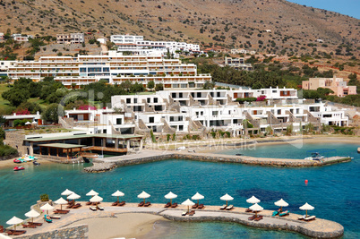 Beach at the modern luxury hotel, Crete, Greece