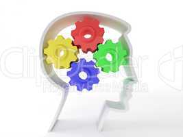 Human intelligence and brain function represented by gears in th