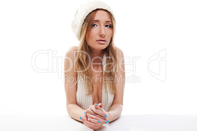 sexy serious snow maiden girl