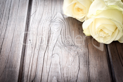 Holzhintergrund mit Rosen - Wooden background with roses