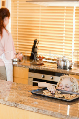 Sneaky boy stealing cookies