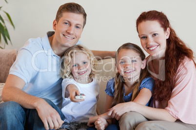 Family watching television