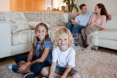 Family spending time in the living room