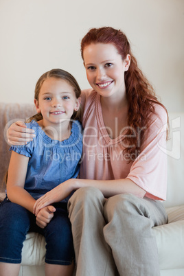 Mother and daughter on the couch