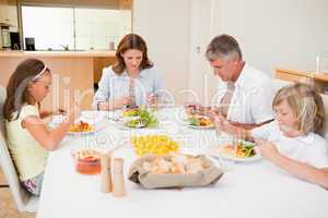 Family started having dinner