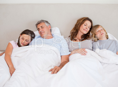 Family napping together