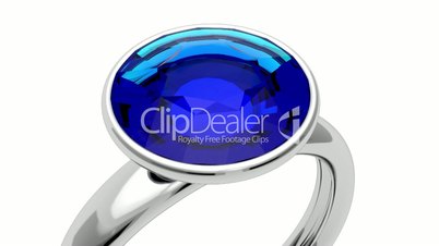 Platinum ring with blue diamond