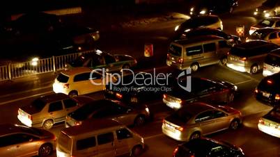 Many cars on road,traffic jam at night.