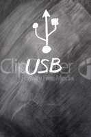 Usb sign drawn on blackboard