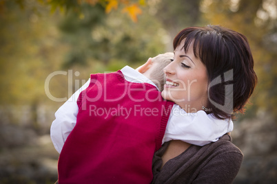 Attractive Mother and Son Portrait Outside