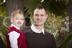 Handsome Father and Son in the Park