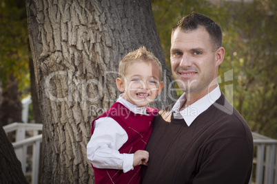 Handsome Father and Son in the Park