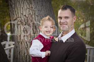 Handsome Father and Son in the Park